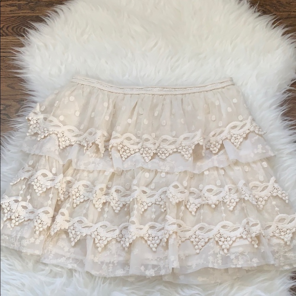 Zara Cream Lace Layered Skirt